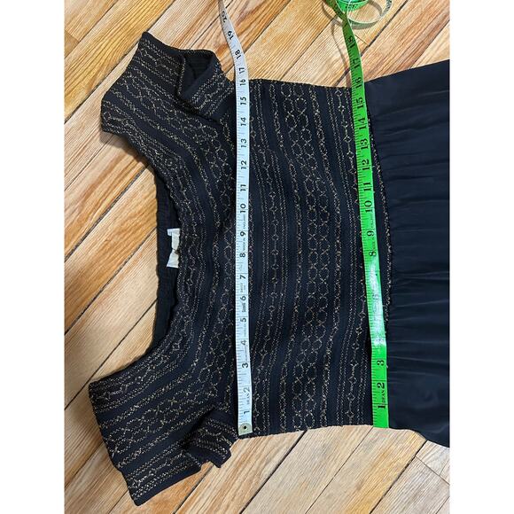 Michael Kors | Gold Sparkle Black Short Sleeve Midi Dress | Size Large - Picture 11 of 13